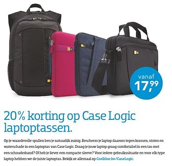 Promoties Case logic laptoptassen - Case Logic - Geldig van 01/09/2016 tot 30/09/2016 bij Coolblue