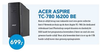 Promoties Acer desktop aspire tc-780 i6200 be - Acer - Geldig van 01/09/2016 tot 30/09/2016 bij Coolblue