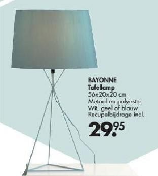 Promotions Bayonne tafellamp metaal en polyester wit, geel of blauw recuoelbijdrage incl - Produit maison - Casa - Valide de 29/08/2016 à 25/09/2016 chez Casa