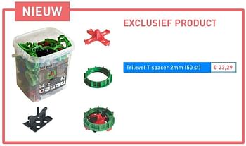 Promoties Trilevel t spacer 2mm - Huismerk - Bouwmat - Geldig van 02/09/2016 tot 31/10/2016 bij Bouwmat