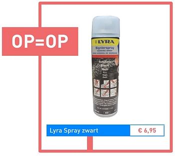 Promoties Lyra spray zwart - Lyra - Geldig van 02/09/2016 tot 31/10/2016 bij Bouwmat