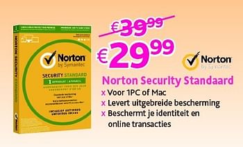 Promoties Norton security standaard - Symantec - Geldig van 01/09/2016 tot 30/09/2016 bij Connect IT