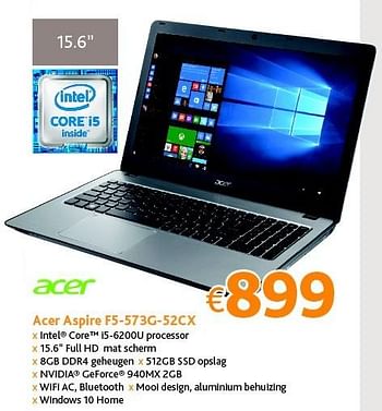 Promoties Acer aspire f5-573g-52cx - Acer - Geldig van 01/09/2016 tot 30/09/2016 bij Connect IT