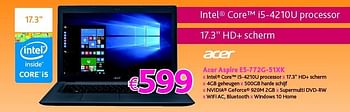 Promoties Acer aspire e5-772g-51xk - Acer - Geldig van 01/09/2016 tot 30/09/2016 bij Connect IT
