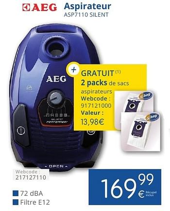 Promoties Aeg aspirateur asp7110 silent - AEG - Geldig van 01/09/2016 tot 30/09/2016 bij Eldi