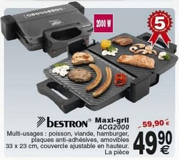 waarschijnlijkheid Tot Vrijgevig Bestron Bestron maxi-grill acg2000 - En promotion chez Cora