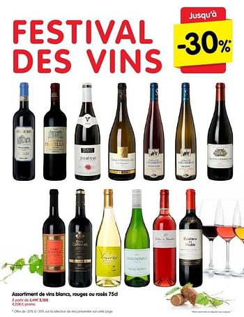 Promotions Assortiment de vins blancs, rouges ou rosés - Vins rouges - Valide de 15/09/2016 à 21/09/2016 chez Red Market