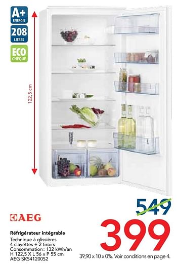 Promotions Réfrigérateur intégrable aeg sks41200s2 - AEG - Valide de 01/09/2016 à 30/09/2016 chez Kitchenmarket