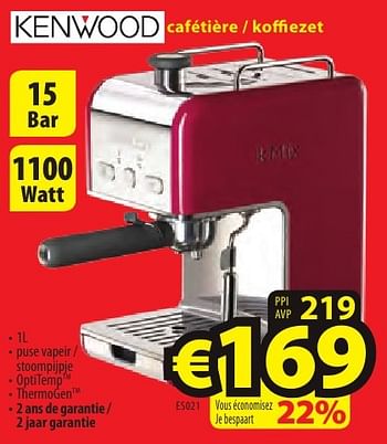 Promoties Kenwood cafétière - koffiezet es021 - Kenwood - Geldig van 26/09/2016 tot 31/10/2016 bij ElectroStock