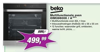 Promoties Beko multifunctionele oven oim39600x-a - Beko - Geldig van 01/09/2016 tot 30/09/2016 bij ElectronicPartner