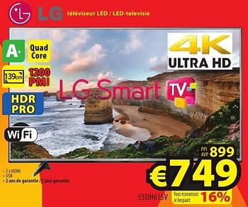 Promoties Lg téléviseur led - led-televisie 55uh615v - LG - Geldig van 26/09/2016 tot 31/10/2016 bij ElectroStock