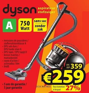 Promoties Dyson aspirateur - stofzuiger dc33c mattress - Dyson - Geldig van 26/09/2016 tot 31/10/2016 bij ElectroStock