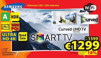 Promotions Samsung téléviseur led - led-televisie ue55ku6510 - Samsung - Valide de 26/09/2016 à 31/10/2016 chez ElectroStock