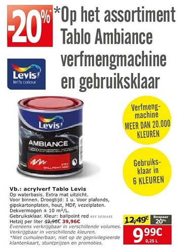 Promoties Acrylverf tablo levis - Levis - Geldig van 28/09/2016 tot 24/10/2016 bij BricoPlanit