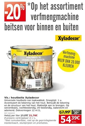 Promoties Houtbeits xyladecor - Xyladecor - Geldig van 28/09/2016 tot 24/10/2016 bij BricoPlanit
