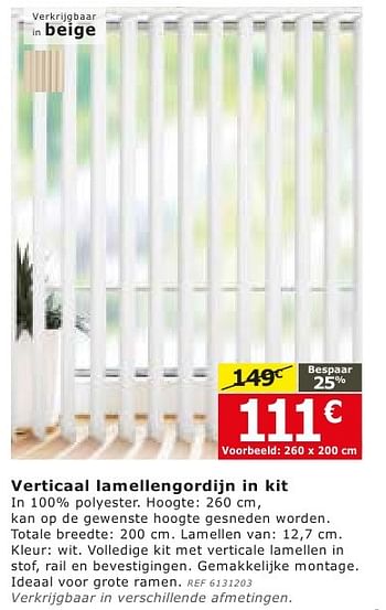 Promotions Verticaal lamellengordijn in kit - Produit maison - BricoPlanit - Valide de 28/09/2016 à 24/10/2016 chez BricoPlanit