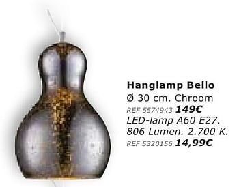 Promoties Hanglamp bello - Huismerk - BricoPlanit - Geldig van 28/09/2016 tot 24/10/2016 bij BricoPlanit