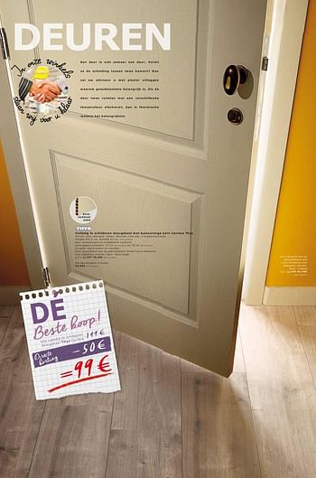 Promoties Volledig te schilderen deurgeheel met buisvormige kern carrara thys - Thys - Geldig van 28/09/2016 tot 24/10/2016 bij BricoPlanit