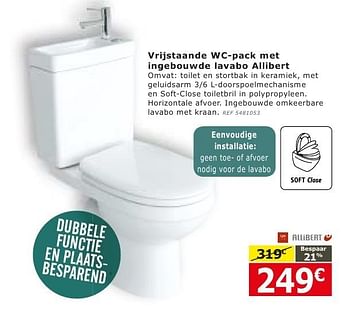 Promoties Vrijstaande wc met ingebouwde lavabo allibert - Allibert - Geldig van 28/09/2016 tot 24/10/2016 bij BricoPlanit