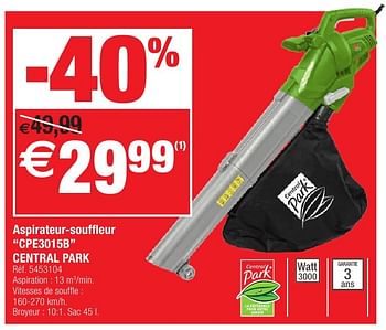 Promotions Aspirateur-souffleur cpe3015b central park - Central Park - Valide de 27/09/2016 à 10/10/2016 chez Brico