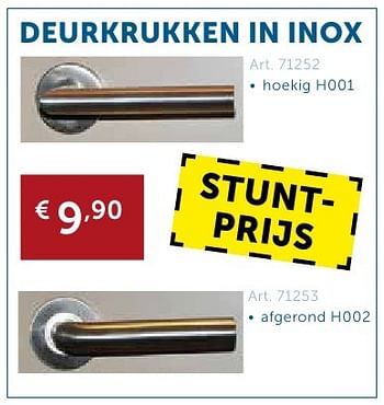 Promotions Deurkrukken in inox hoekig h001 - Produit maison - Zelfbouwmarkt - Valide de 27/09/2016 à 24/10/2016 chez Zelfbouwmarkt