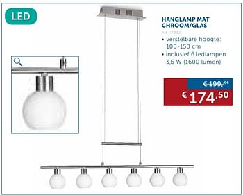 Promoties Hanglamp mat chroom-glas - Huismerk - Zelfbouwmarkt - Geldig van 27/09/2016 tot 24/10/2016 bij Zelfbouwmarkt