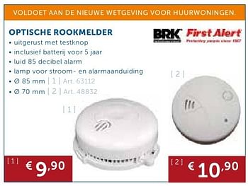 Promotions Optische rookmelder - First Alert - Valide de 27/09/2016 à 24/10/2016 chez Zelfbouwmarkt