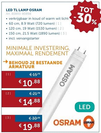 Promotions Led tl lamp osram - Osram - Valide de 27/09/2016 à 24/10/2016 chez Zelfbouwmarkt