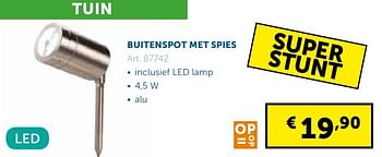 Promoties Buitenspot met spies - Huismerk - Zelfbouwmarkt - Geldig van 27/09/2016 tot 24/10/2016 bij Zelfbouwmarkt