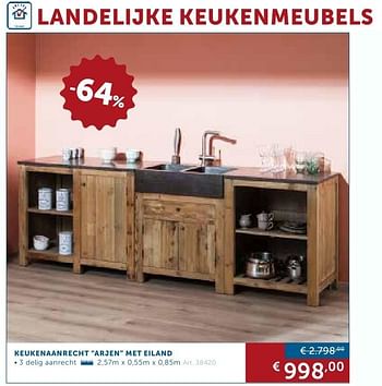 Promotions Keukenaanrecht arjen met eiland - Produit maison - Zelfbouwmarkt - Valide de 27/09/2016 à 24/10/2016 chez Zelfbouwmarkt
