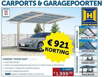 Promotions Carport hcp10-5127 - Hörmann - Valide de 27/09/2016 à 24/10/2016 chez Zelfbouwmarkt