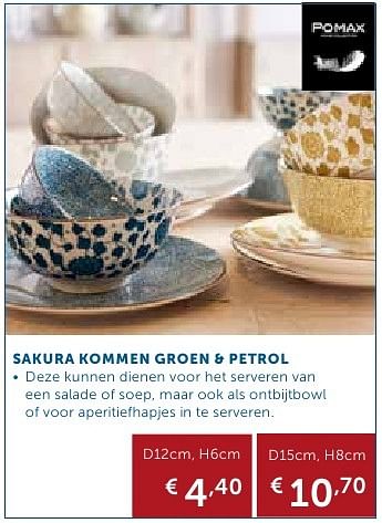Promotions Sakura kommen groen + petrol - Pomax - Valide de 27/09/2016 à 24/10/2016 chez Zelfbouwmarkt