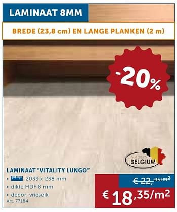 Promotions Laminaat vitality lungo - Produit maison - Zelfbouwmarkt - Valide de 27/09/2016 à 24/10/2016 chez Zelfbouwmarkt