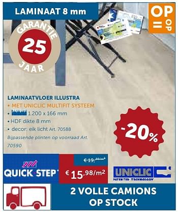 Promotions Laminaatvloer illustra - QuickStep - Valide de 27/09/2016 à 24/10/2016 chez Zelfbouwmarkt