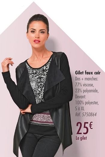 Promoties Gilet faux cuir - Tex - Geldig van 21/09/2016 tot 21/12/2016 bij Carrefour