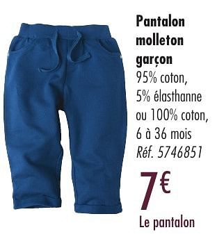 Promotions Pantalon molleton garçon - Tex - Valide de 21/09/2016 à 21/12/2016 chez Carrefour