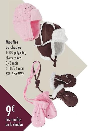 Promoties Moufles ou chapka - Tex - Geldig van 21/09/2016 tot 21/12/2016 bij Carrefour