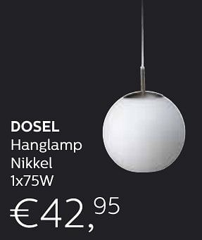 Promotions Dosel hanglamp nikkel - Philips - Valide de 01/09/2016 à 31/12/2016 chez Domo Meubelen & Deco