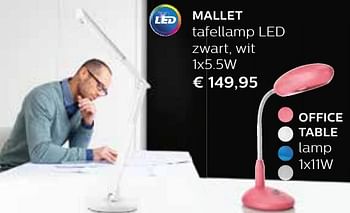 Promoties Mallet tafellamp led - Philips - Geldig van 01/09/2016 tot 31/12/2016 bij Domo Meubelen & Deco