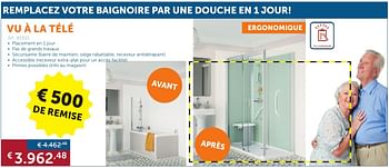 Promotions Remplacez votre baignoire par une douche en 1 jour! - Produit maison - Zelfbouwmarkt - Valide de 27/09/2016 à 24/10/2016 chez Zelfbouwmarkt