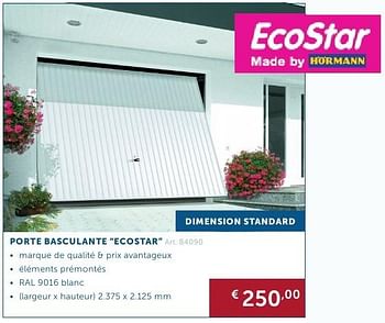 Promotions Porte basculante ecostar - Hörmann - Valide de 27/09/2016 à 24/10/2016 chez Zelfbouwmarkt