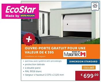 Promoties Porte basculante ecostar - Hörmann - Geldig van 27/09/2016 tot 24/10/2016 bij Zelfbouwmarkt