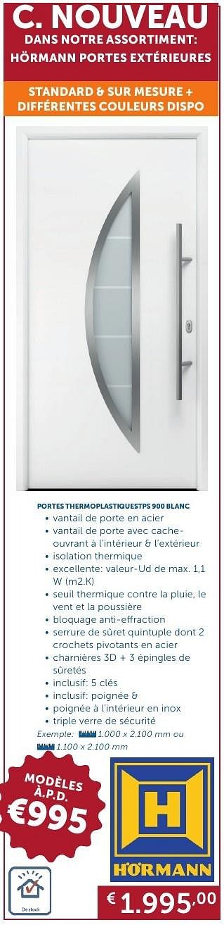 Promoties Portes thermoplastiquestps 900 blanc - Hörmann - Geldig van 27/09/2016 tot 24/10/2016 bij Zelfbouwmarkt