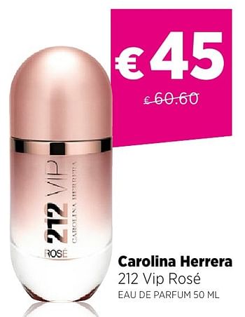 Promoties Carolina herrera 212 vip rosé eau de parfum 50 ml - Carolina Herrera - Geldig van 25/09/2016 tot 23/10/2016 bij ICI PARIS XL