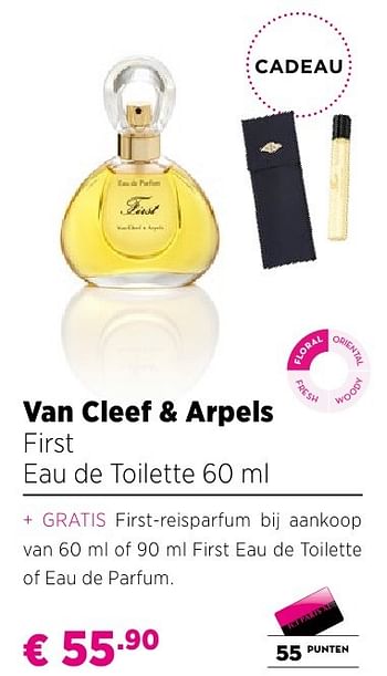 Promoties Van cleef + arpels first eau de toilette 60 ml - Van Cleef & Arpels - Geldig van 25/09/2016 tot 23/10/2016 bij ICI PARIS XL