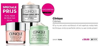 Promoties Clinique crèmes smart - CLINIQUE - Geldig van 25/09/2016 tot 23/10/2016 bij ICI PARIS XL