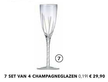 Promoties Set van 4 champagneglazen - Huismerk - Deba Meubelen - Geldig van 19/08/2016 tot 20/02/2017 bij Deba Meubelen