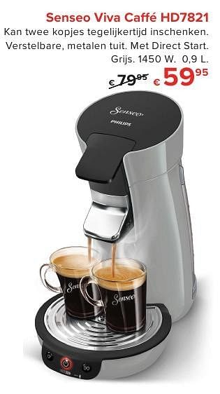 Promoties Philips senseo viva caffé hd7821 - Philips - Geldig van 01/10/2016 tot 23/10/2016 bij Euro Shop