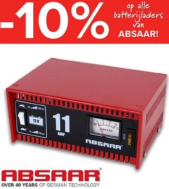 Promotions -10% op alle batterijladers van absaar! - Absaar - Valide de 01/10/2016 à 23/10/2016 chez Euro Shop