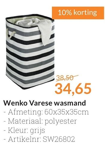 Promoties Wenko varese wasmand - Wenko - Geldig van 01/10/2016 tot 31/10/2016 bij Sanitairwinkel